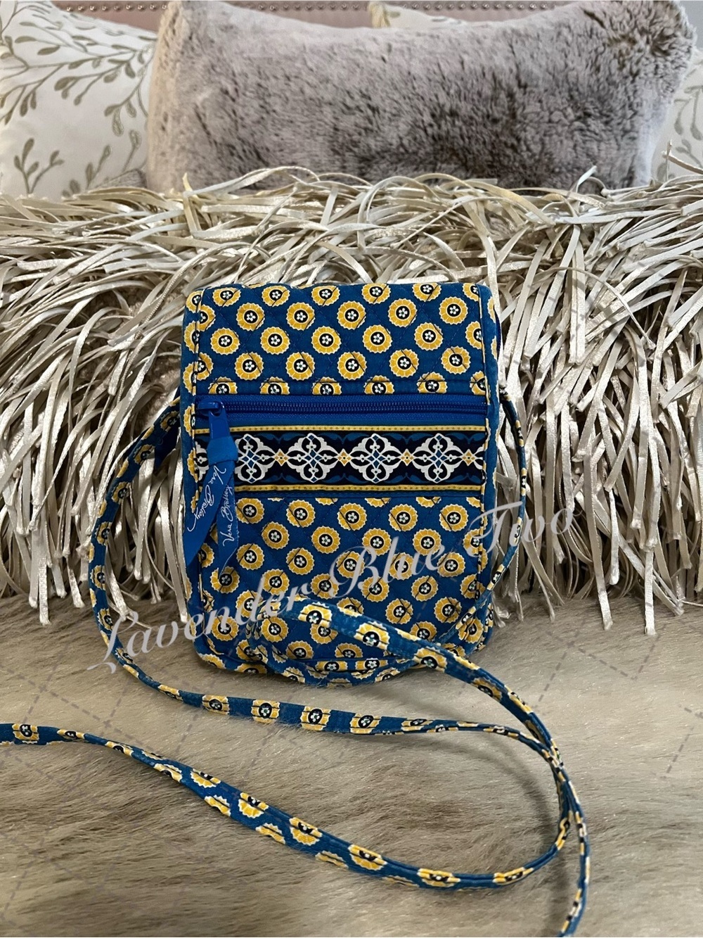 VERA BRADLEY Riviera 2008 Mini Hipster Hook Latch Green Navy Travel Crossbody
